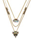 Casual Faux Crystal Pendant Three Layers Necklace