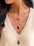 Casual Stone Pendant Three Layers Necklace