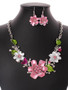 Casual Sweet Flower With Rhinestone Necklace And Earring