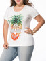 Casual Round Neck Trendy Pineapple Printed Plus Size T-Shirt