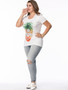 Casual Round Neck Trendy Pineapple Printed Plus Size T-Shirt