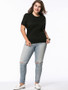 Casual Round Neck Plain Basic Plus Size T-Shirt