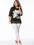 Casual V-Neck Floral Hollow Out Chiffon Plus Size Blouse