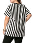 Casual V-Neck Vertical Striped Plus Size T-Shirt