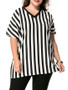 Casual V-Neck Vertical Striped Plus Size T-Shirt