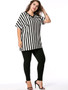 Casual V-Neck Vertical Striped Plus Size T-Shirt