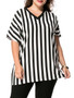 Casual V-Neck Vertical Striped Plus Size T-Shirt