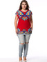 Casual Round Neck Colorful Paisley Printed Plus Size T-Shirt