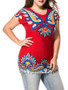 Casual Round Neck Colorful Paisley Printed Plus Size T-Shirt