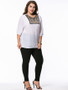 Casual Round Neck Beading Embroidery Patch Plus Size T-Shirt