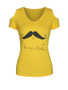 Casual Moustache Printed Open Shoulder Short Sleeve T-Shirt
