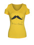 Casual Moustache Printed Open Shoulder Short Sleeve T-Shirt