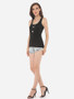 Casual Mesh Patchwork Stylish Round Neck Sleeveless-t-shirt