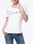 Casual Love Printed Curved Hem Short Sleeve T-Shirt
