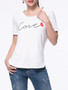 Casual Love Printed Curved Hem Short Sleeve T-Shirt