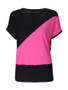 Casual Loose Basic Color Block Round Neck Short Sleeve T-Shirt