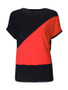 Casual Loose Basic Color Block Round Neck Short Sleeve T-Shirt