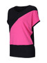 Casual Loose Basic Color Block Round Neck Short Sleeve T-Shirt