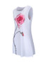 Casual Longline Floral Printed Round Neck Sleeveless T-Shirt