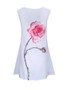Casual Longline Floral Printed Round Neck Sleeveless T-Shirt