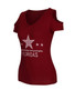 Casual Letters Star Open Shoulder Short Sleeve T-Shirt