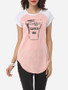 Casual Letter Printed Modern Round Neck Casual-t-shirt
