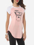 Casual Letter Printed Modern Round Neck Casual-t-shirt