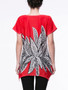 Casual Leaf Printed Short Sleeve T-Shirt With Asymmetric Hem