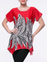 Casual Leaf Printed Short Sleeve T-Shirt With Asymmetric Hem