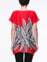 Casual Leaf Printed Short Sleeve T-Shirt With Asymmetric Hem