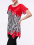 Casual Leaf Printed Short Sleeve T-Shirt With Asymmetric Hem