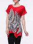 Casual Leaf Printed Short Sleeve T-Shirt With Asymmetric Hem