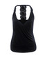 Casual Lace Patchwork Deep V-Neck Sleeveless T-Shirt