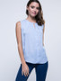 Casual Hollow Out Plain Crew Neck Sleeveless T-Shirt