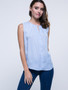 Casual Hollow Out Plain Crew Neck Sleeveless T-Shirt