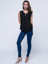 Casual Hollow Out Plain Crew Neck Sleeveless T-Shirt