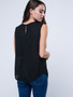 Casual Hollow Out Plain Crew Neck Sleeveless T-Shirt