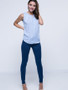 Casual Hollow Out Plain Crew Neck Sleeveless T-Shirt