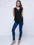 Casual Hollow Out Plain Crew Neck Sleeveless T-Shirt