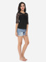 Casual Hollow Out Lace Patchwork Plain Tassel Elegant Round Neck Short-sleeve-t-shirt