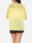 Casual Hollow Out Lace Patchwork Plain Printed Courtly Round Neck Long-sleeve-t-shirt