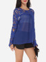 Casual Hollow Out Lace Patchwork Plain Printed Courtly Round Neck Long-sleeve-t-shirt