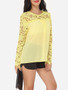 Casual Hollow Out Lace Patchwork Plain Printed Courtly Round Neck Long-sleeve-t-shirt