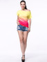 Casual Gradient One Shoulder Short Sleeve T-Shirt