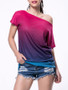 Casual Gradient One Shoulder Short Sleeve T-Shirt