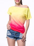 Casual Gradient One Shoulder Short Sleeve T-Shirt