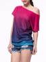 Casual Gradient One Shoulder Short Sleeve T-Shirt
