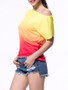 Casual Gradient One Shoulder Short Sleeve T-Shirt