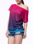 Casual Gradient One Shoulder Short Sleeve T-Shirt