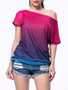 Casual Gradient One Shoulder Short Sleeve T-Shirt